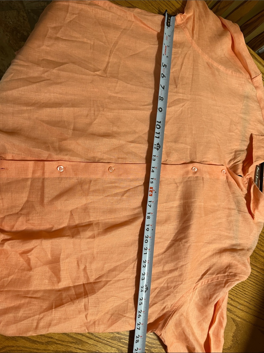 Men’s Peach Linen Long-Sleeve Shirt XXL - Picture 7 of 7